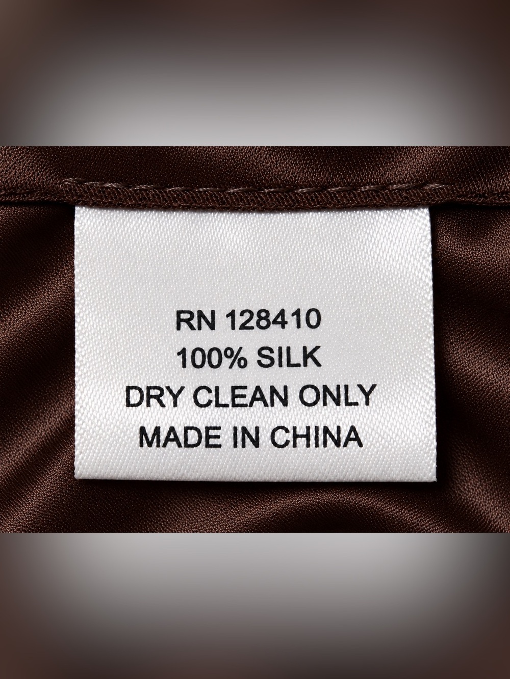 ANN MASHBURN Chocolate Brown Mock Tie Neck Long Sleeve 100% Silk Blouse Size S - Picture 5 of 7